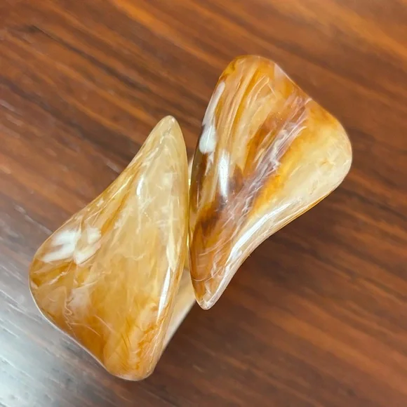 VTG Swirl Earth Tones Lucite Clamper Bracelet - Picture 7 of 8